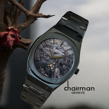 Chairman Geneve Marble Black Dial Black Strap Men's Watch