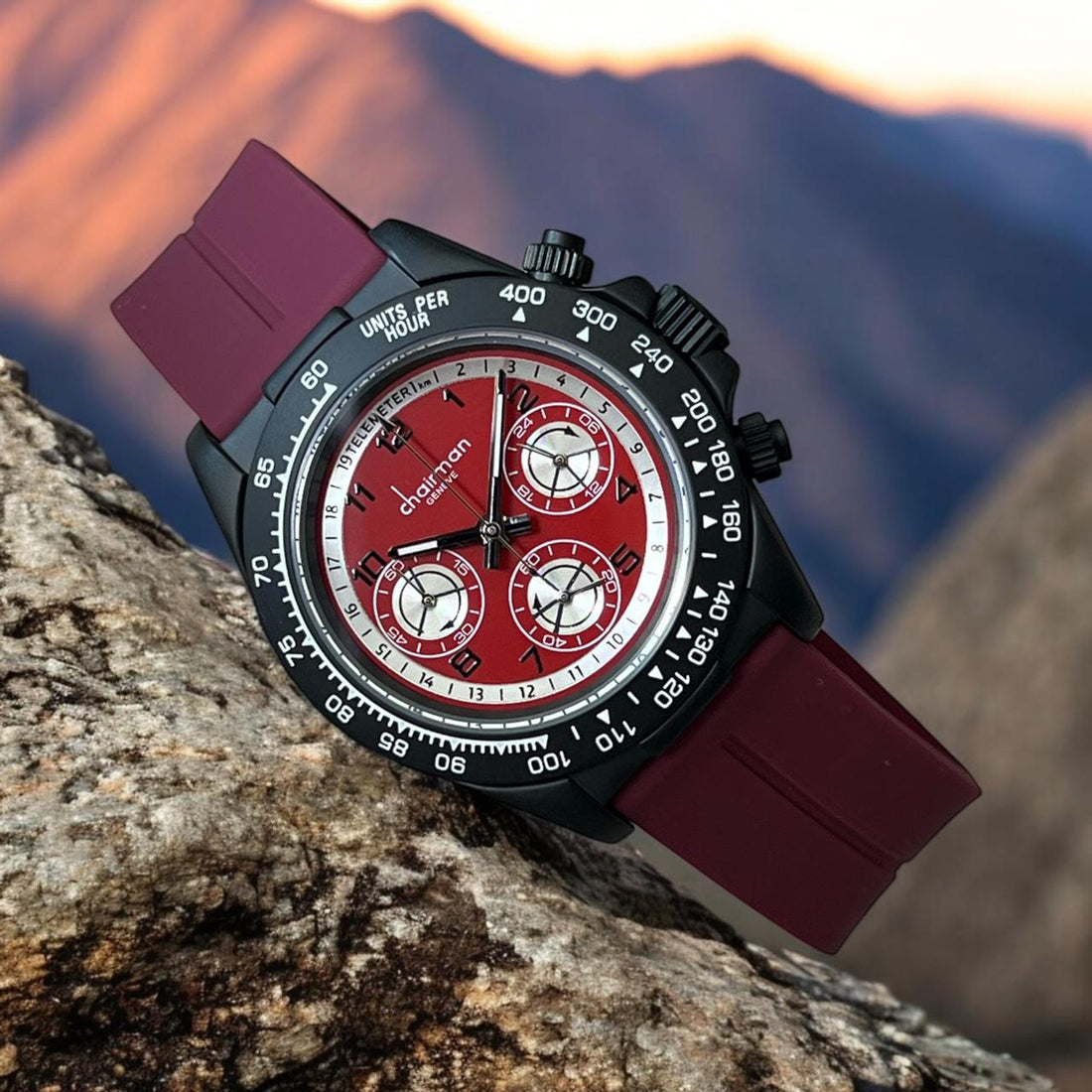 Chairman Geneve Maroon Dial Maroon Strap Unisex Watch