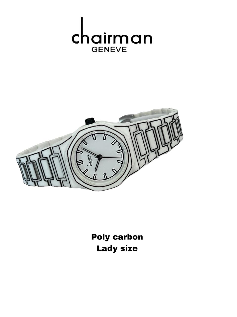 Chairman Geneve Poly Carbon Lady Size Black And White Watch
