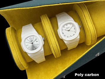 Chairman Geneve Poly Carbon One Arabic Dial And One Dated Creme Two Gents Watch