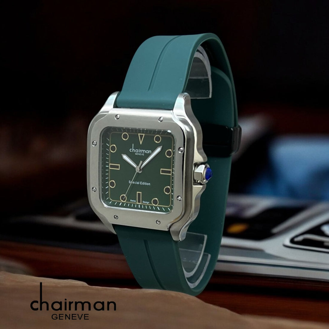 Chairman Geneve Special Edition Green Dial Green Strap Gents Watch