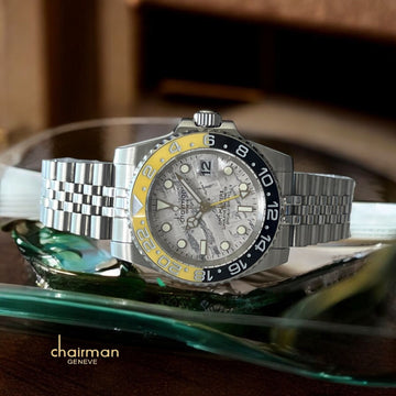 Chairman Geneve Superlative Chronometer White And Grey Dated Dial Silver Chain Gents Watch