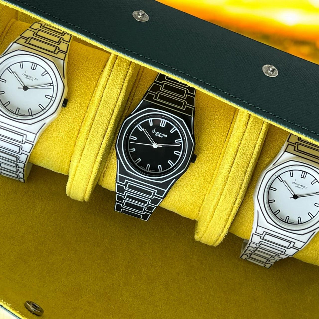 Chairman Geneve Swiss Design Black And White Gents Watch