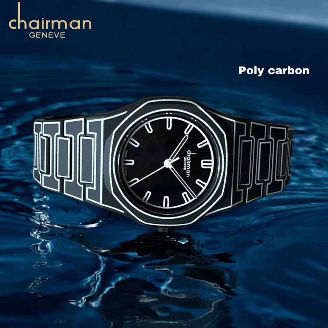 Chairman Geneve Swiss Design Black Dial Black Strap Gents Watch