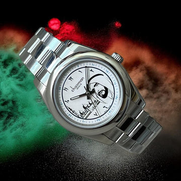 Chairman Geneve UAE Sheik Arabic White Dial Silver Chain Gents Watch