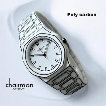 Chairman Geneve White Dial Poly Carbon White Strap Gents Watch