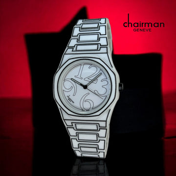 Chairman Geneve White Dial White Strap Gents Watch