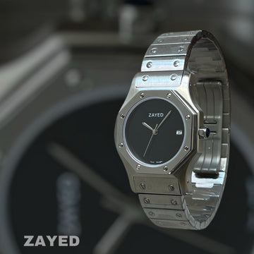 Grey Dated Dial Zayed Gents Silver Chain Watch