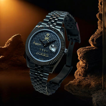 OMAN Emblem Dated Chairman Geneve Black Dial Black Chain Gents Watch