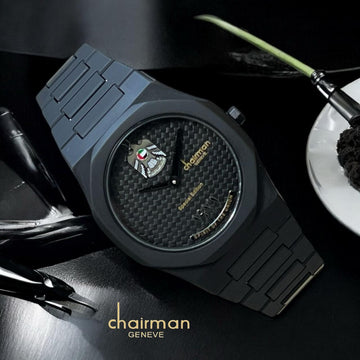 Special Edition Chairman Geneve UAE Emblem Year Black Dial Black Gents Watch