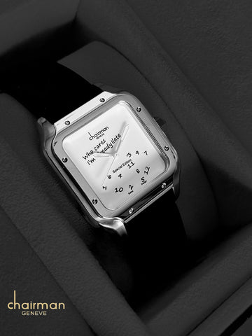 Special Edition Chairman Geneve White Dial Black Strap Gents Watch