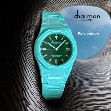 Superlative Chronometer Chairman Geneve Green Dial Poly Carbon Sky Blue Gents Watch