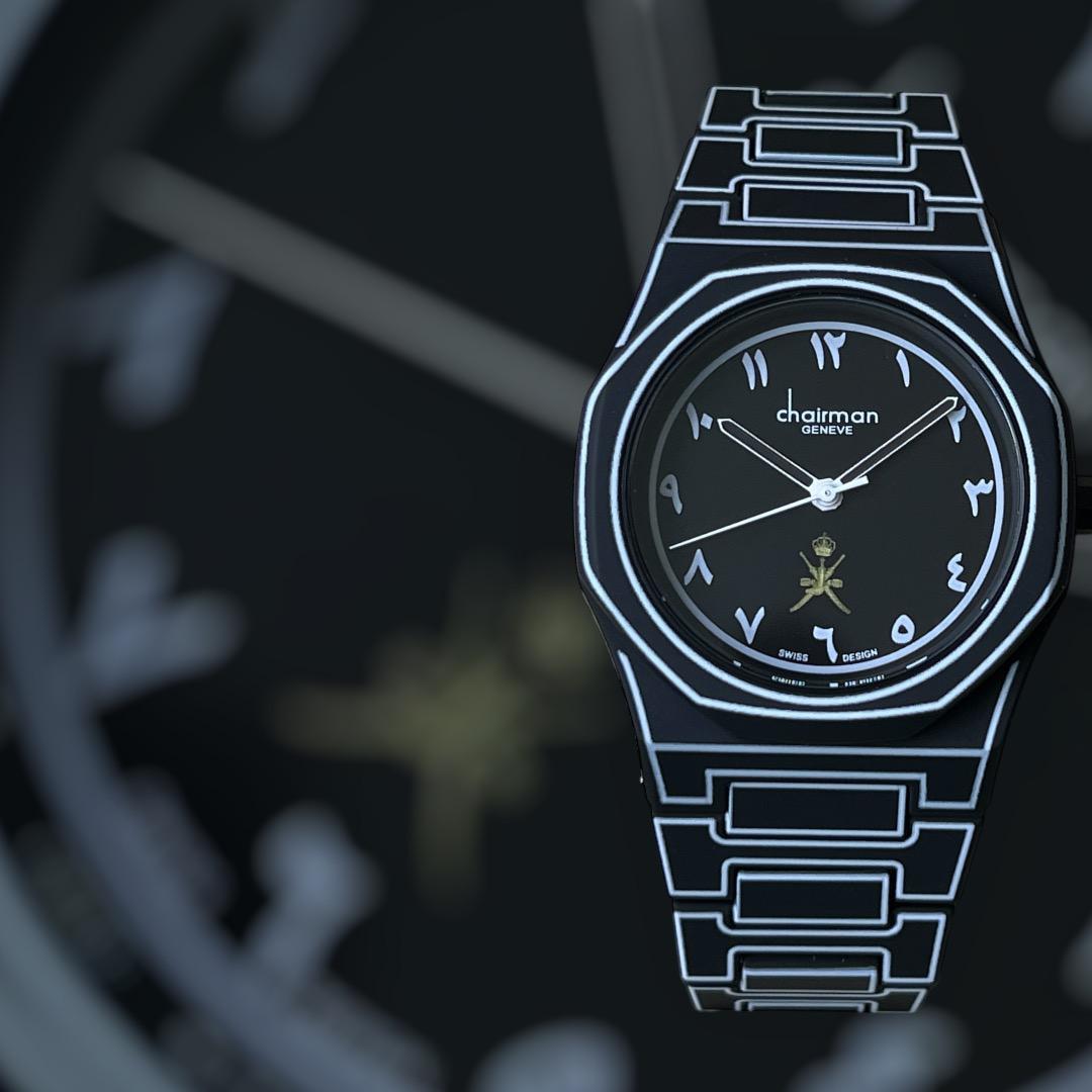Swiss Design Arabic Black And White Dial Chairman Geneve Gents Watch
