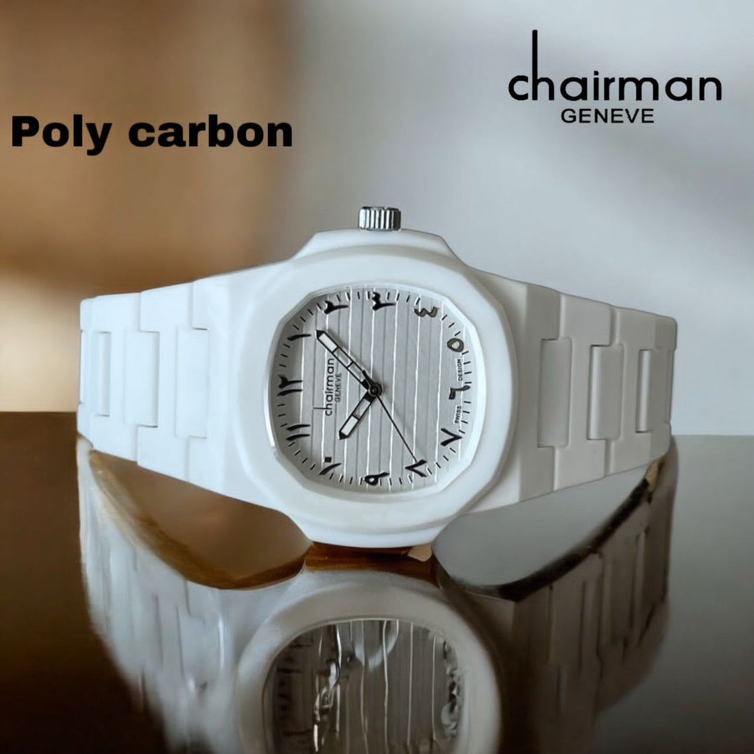 Swiss Design Chairman Geneve Arabic Dial White Poly Carbon Unisex Watch