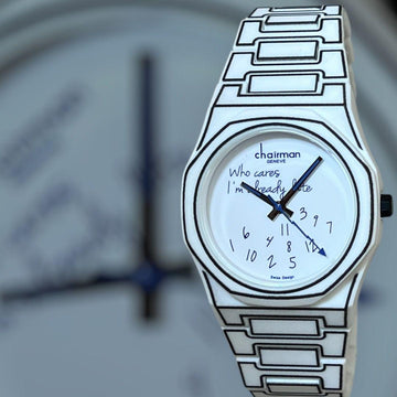 Swiss Design Chairman Geneve White Dial Black And White Strap Gents Watch