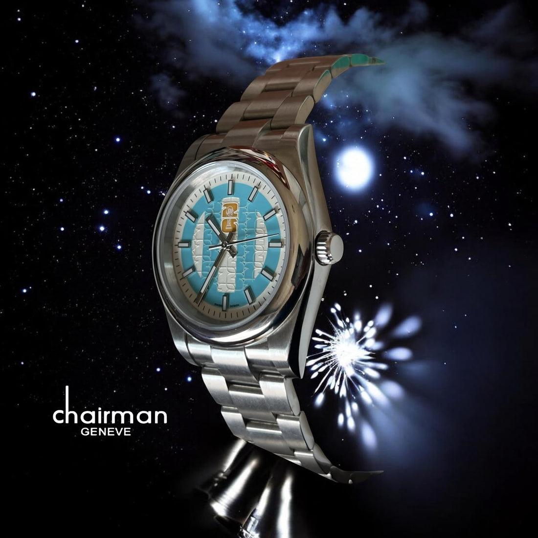 ARGENTINA Dial Chairman Geneve Silver Chain Gents Watch