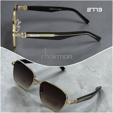 Black And Gold Chairman Luxury Unisex Sunglass