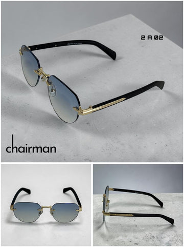 Chairman Black And Gold Frame Grey Unisex Luxury Sunglass