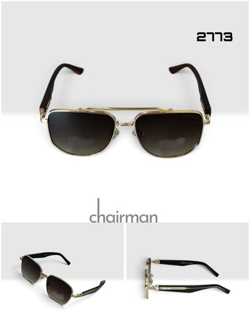 Chairman Brown And Gold Frame Unisex Luxury Sunglass