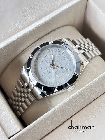 Chairman Geneve Arabic Grey Dial Silver Chain Gents Watch