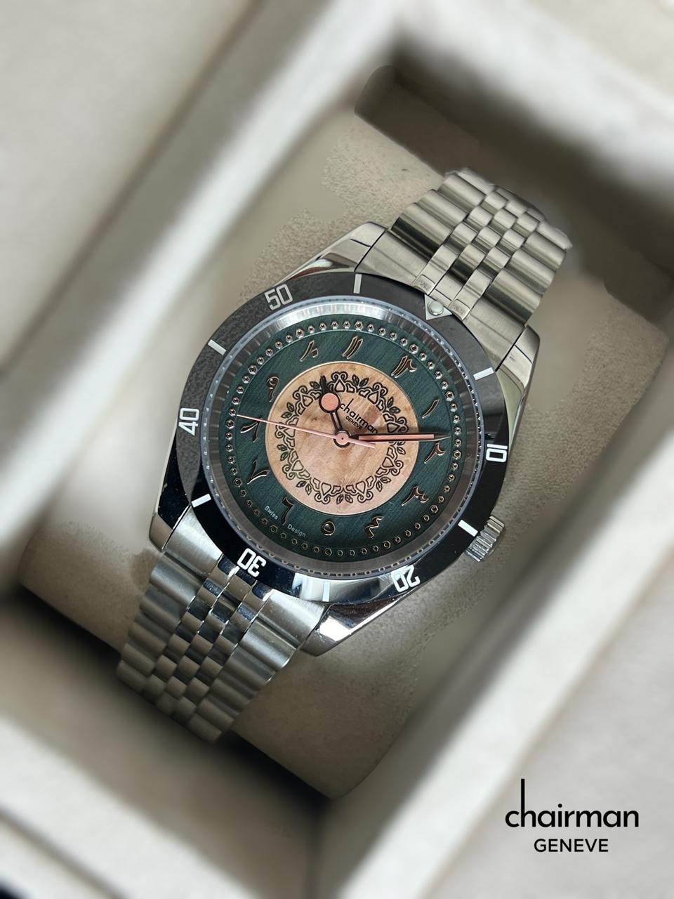 Chairman Geneve Arabic Multi Color Dial Silver Strap Watch