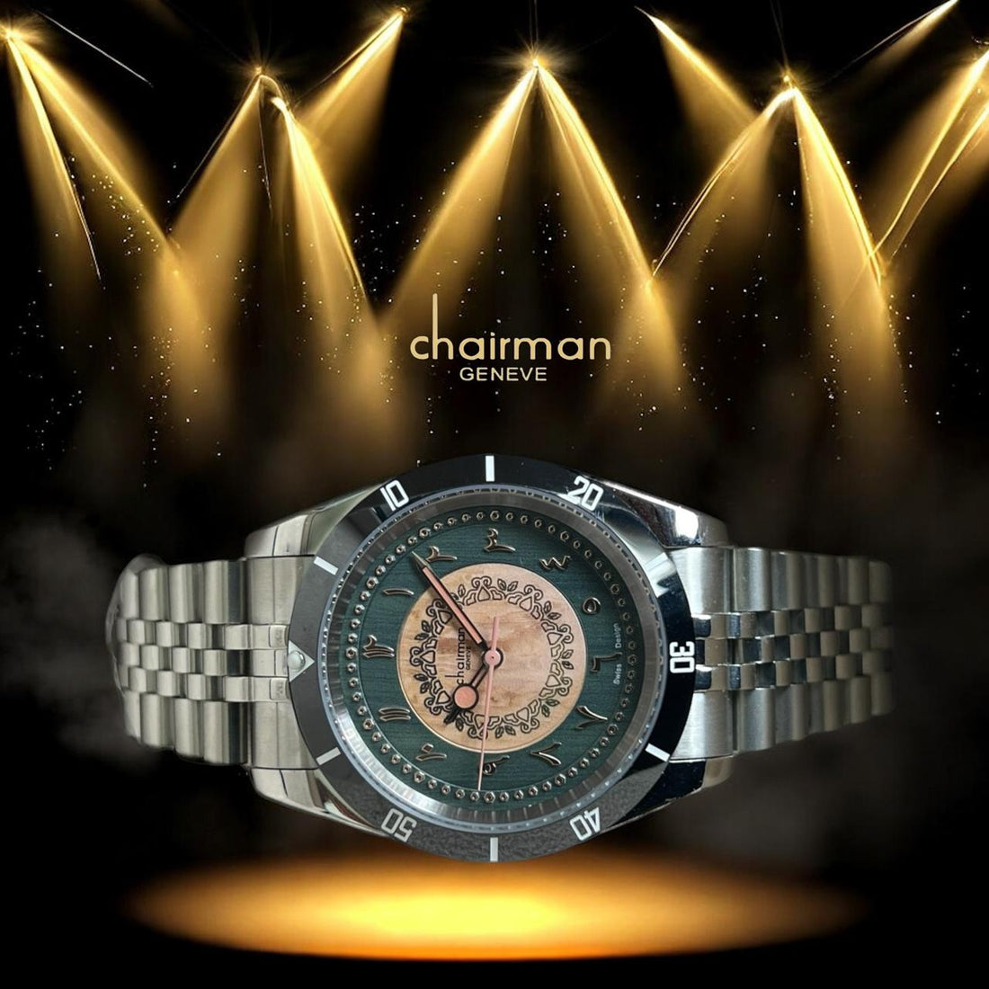 Chairman Geneve Arabic Multi Color Dial Silver Strap Watch