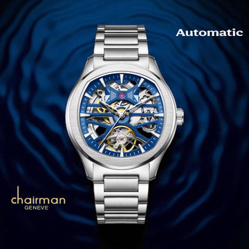 Chairman Geneve Automatic Blue Dial Silver Chain Gents Watch
