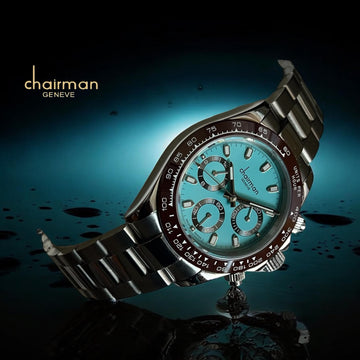 Chairman Geneve Baby Blue Dial Silver Chain Gents Watch