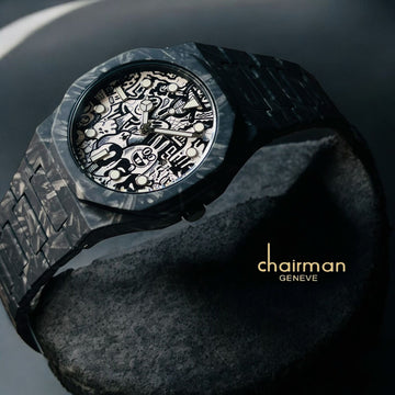 Chairman Geneve Beige And Black Poly Carbon Gents Watch
