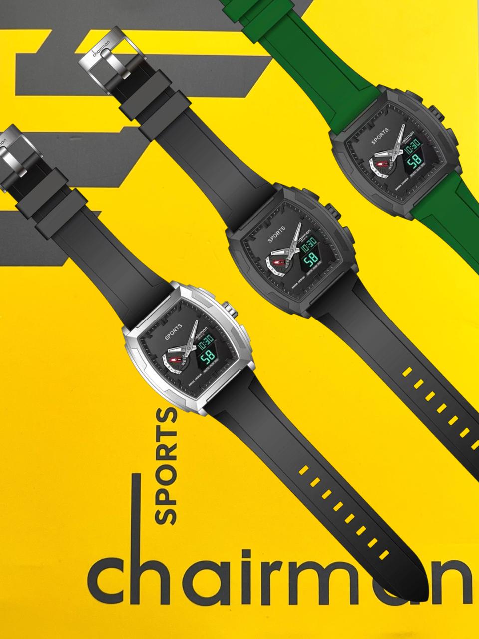 Chairman Geneve Black And Green Sports Watch