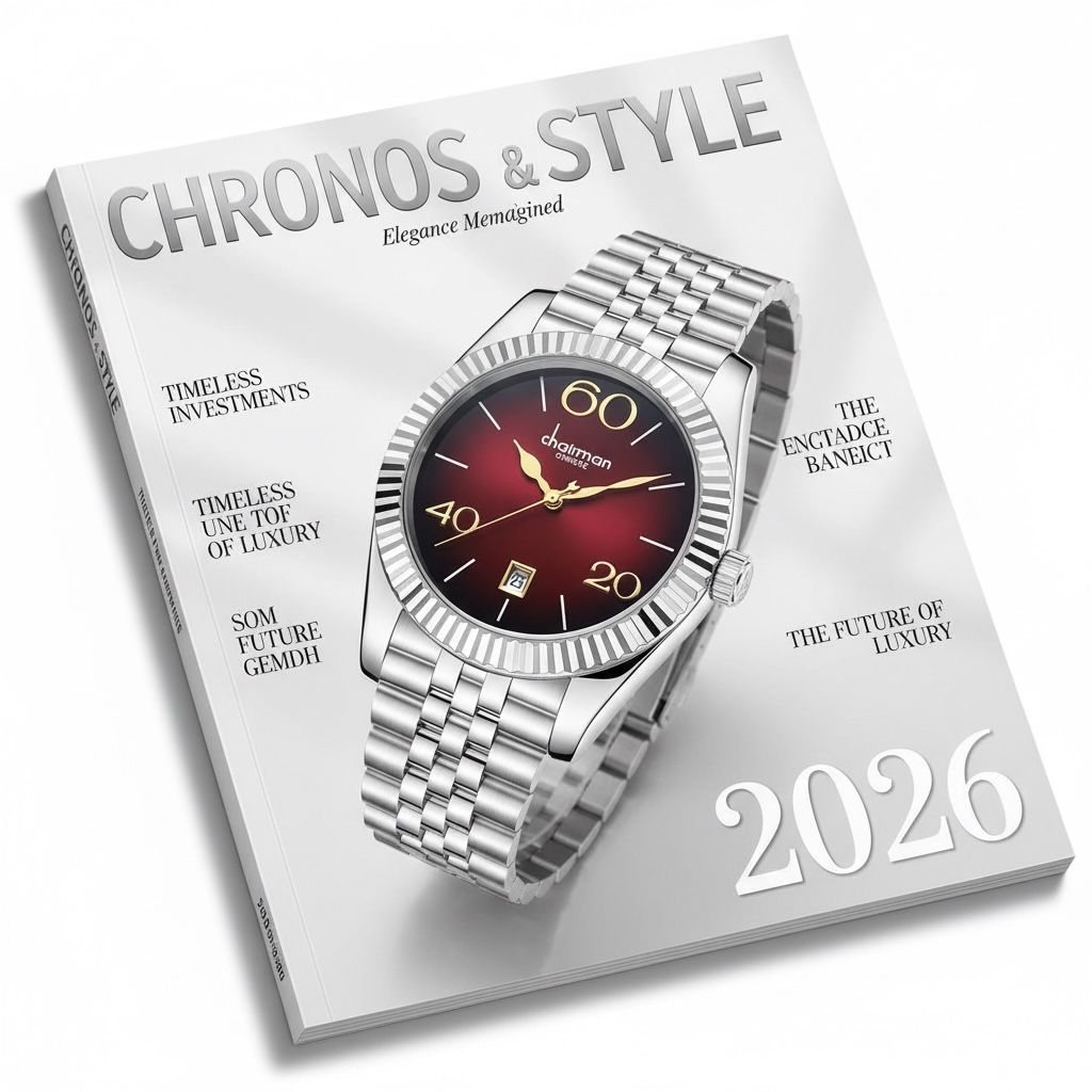Chairman Geneve Black And Maroon Dated Dial Silver Chain Gents Watch
