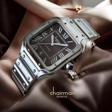 Chairman Geneve Brown Dated Roman Dial Silver Chain Gents Watch