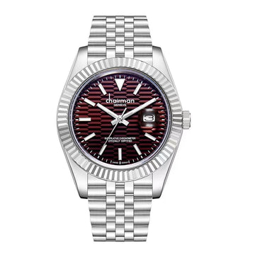Chairman Geneve Dated Brown Dial Silver Chain Gents Watch