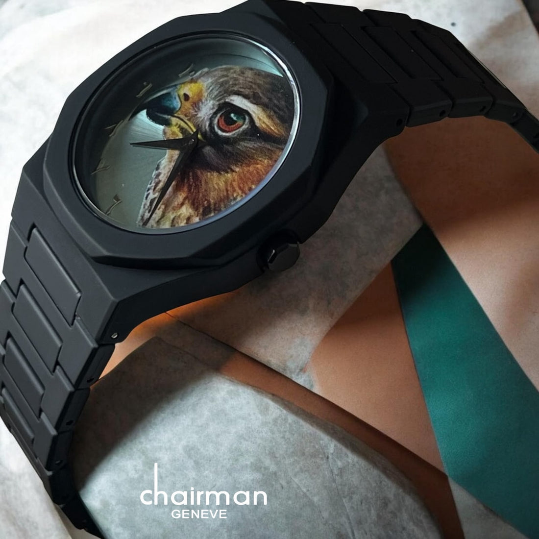 Chairman Geneve Dated Eagle Dial Black Gents Watch