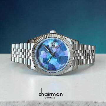 Chairman Geneve Dated Multi Color Dial Silver Chain Gents Watch