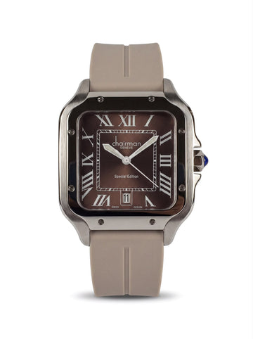 Chairman Geneve Dated Roman Brown Dial Beige Strap Gents Watch