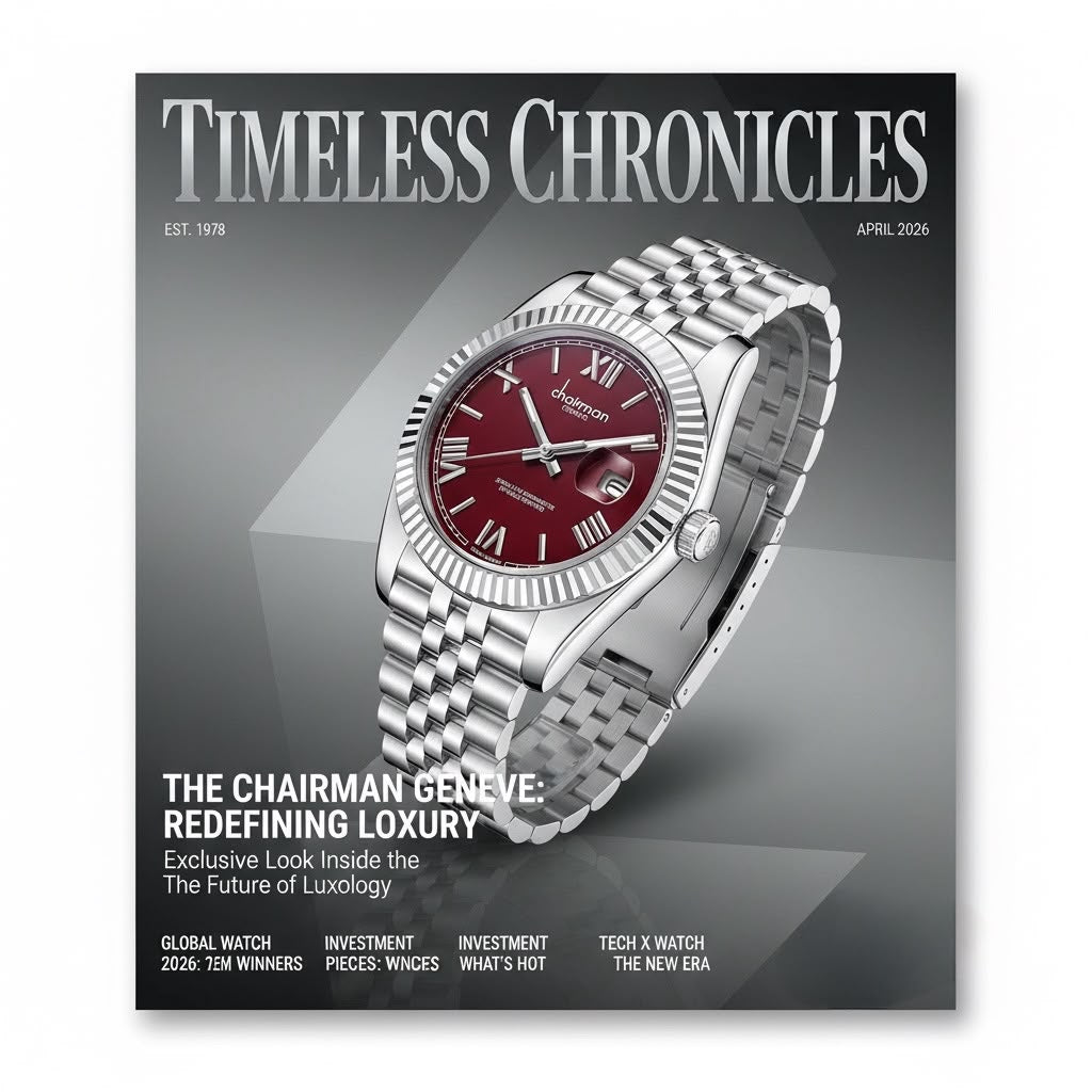 Chairman Geneve Dated Roman Maroon Dial Silver Chain Gents Watch