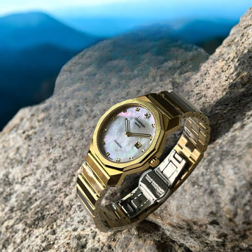 Chairman Geneve Diamond Dated White Dial Gold Chain Ladies Watch