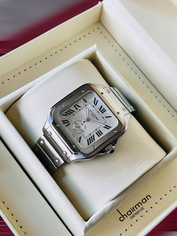 Chairman Geneve Dual Time Roman Baby Grey Dial Silver Chain Gents Watch