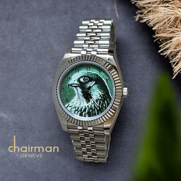Chairman Geneve Green Arabic Dial Silver Chain Gents Watch