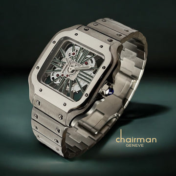 Chairman Geneve Green Mechanical Dial Silver Chain Gents Watch