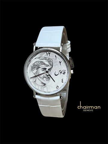 Chairman Geneve Sheikh White Dial White Strap Gents Watch