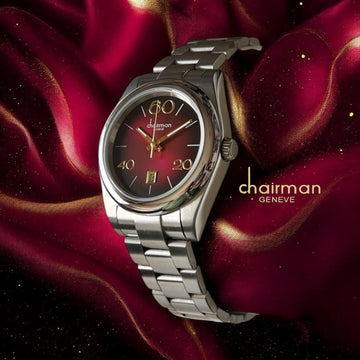Chairman Geneve Maroon And Black Dated Dial Silver Chain Gents Watch