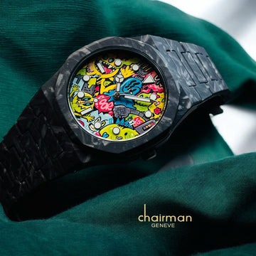 Chairman Geneve Multi Color Dial Black Poly Carbon Gents Watch
