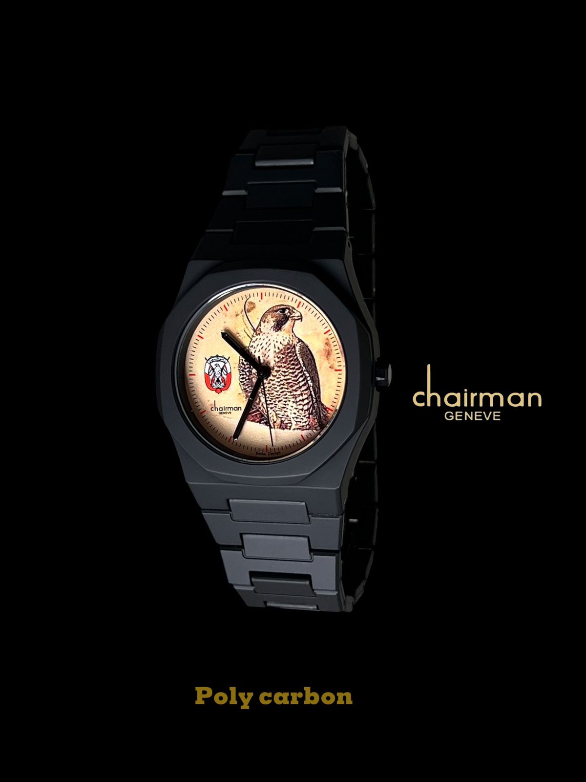 Chairman Geneve Poly Carbon ABU DHABI Emblem Beige Dial Black Gents Watch