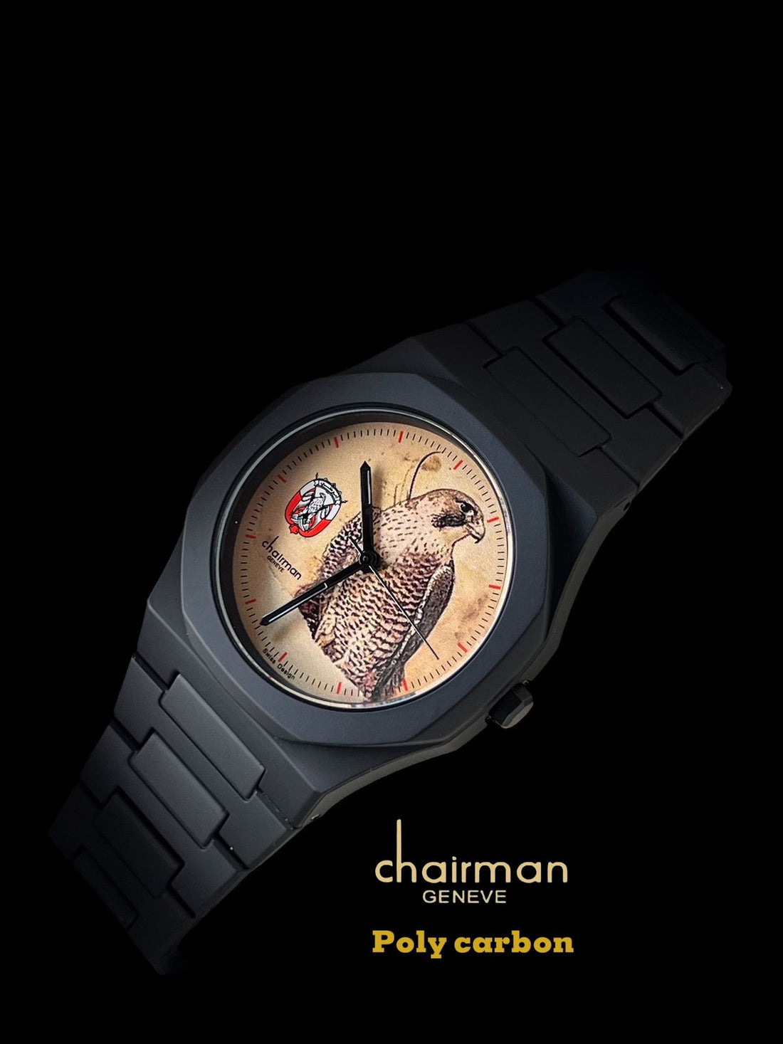 Chairman Geneve Poly Carbon ABU DHABI Emblem Beige Dial Black Gents Watch