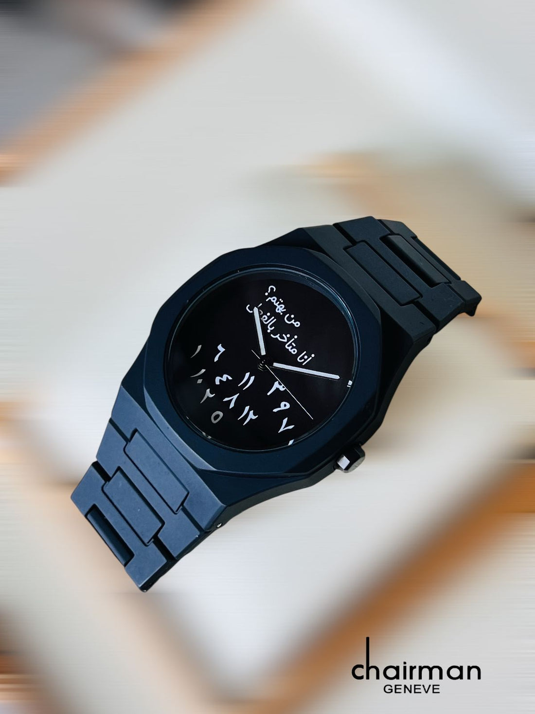 Chairman Geneve Poly Carbon Arabic Black Gents Watch