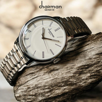 Chairman Geneve Roman Beige Dial Silver Chain Gents Watch