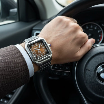 Chairman Geneve Roman Dated Brown UAE Emblem Dial Silver Chain Gents Watch