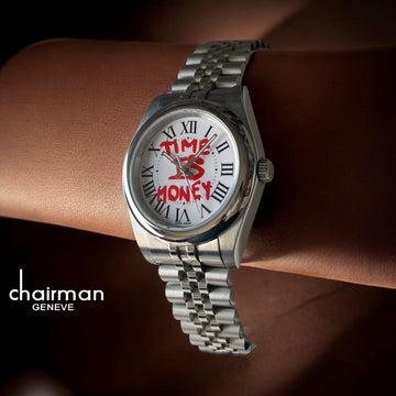 Chairman Geneve Roman White Dial Silver Chain Gents Watch